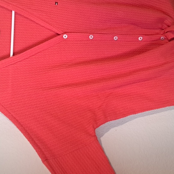 Tommy Hilfiger waffle knit tie-hem buttoned cardigan sweater top - Picture 10 of 11